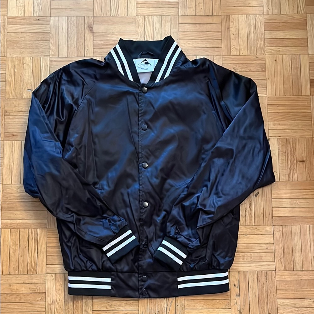 Black Satin Bomber Jacket